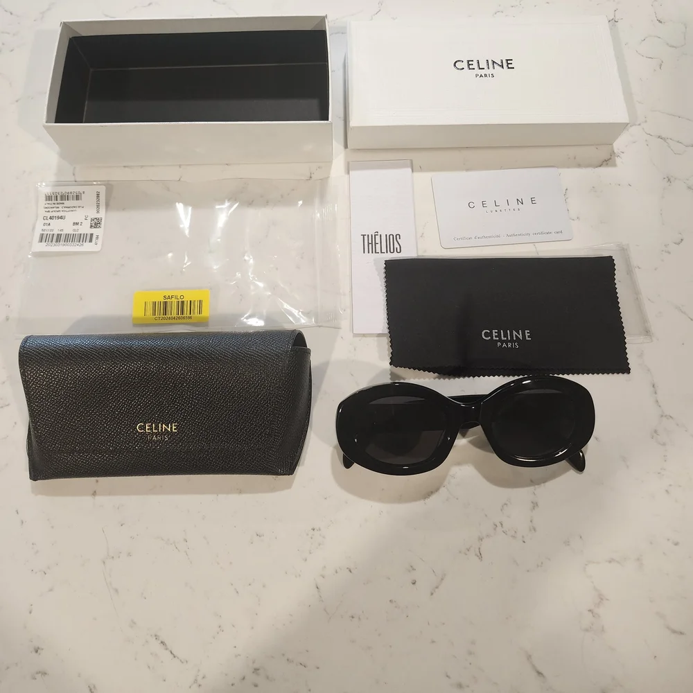 Celine Triomphe Logo Black Oval Sunglasses 52mm CL40194U - Picture 3 of 8